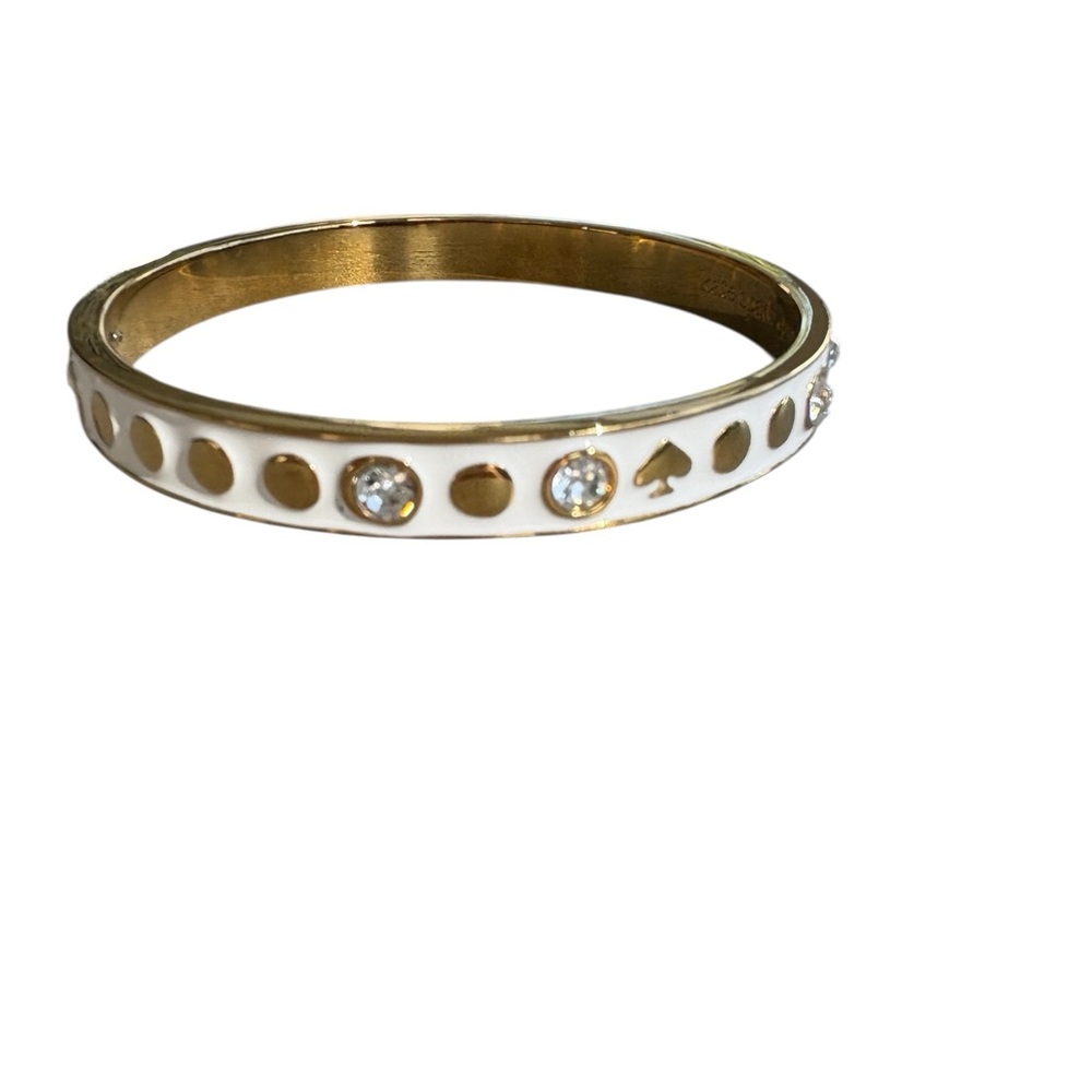 Kate Spade white and gold enamel bangle bracelet